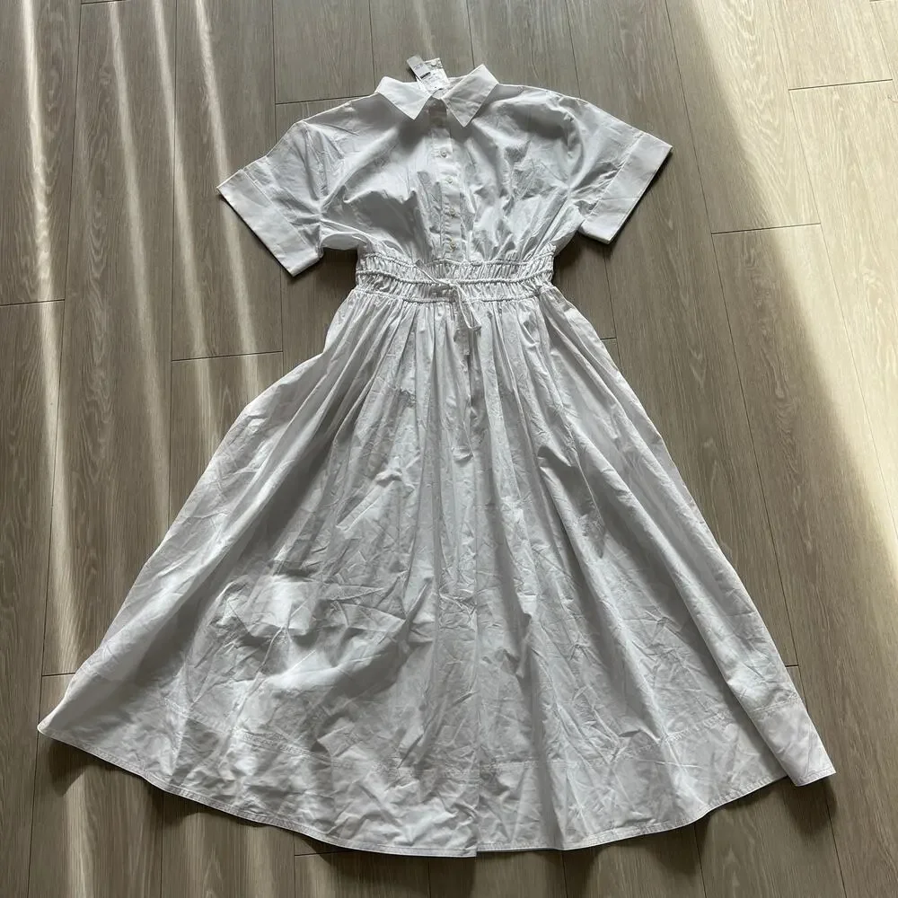 J Crew Flawed Elena Shirt Dress In Cotton Poplin Size 6 White FLAWS